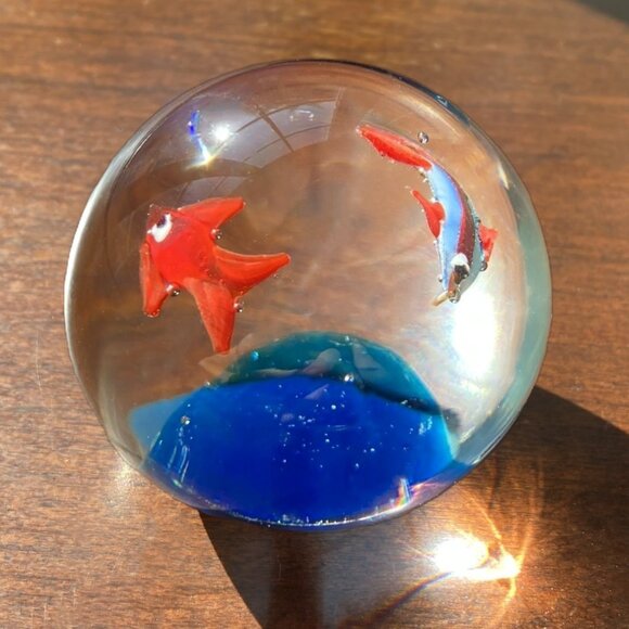 Murano Glass Aquarium Koi Fish Paperweight, Attributed to Dal Borgo Venice Italy - Picture 7 of 10